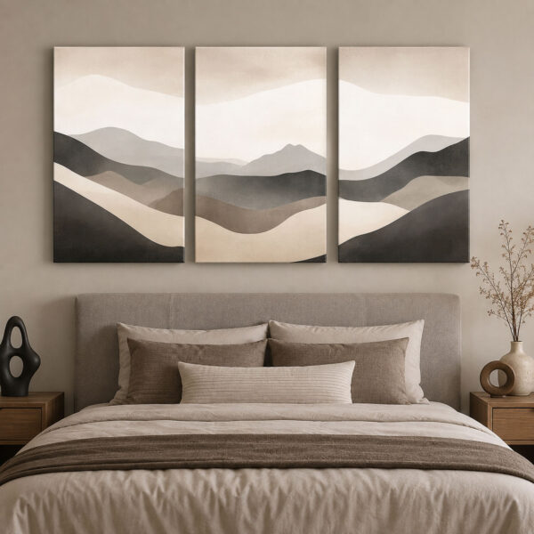 Soft Horizon Kanvas Duvar Tablosu - 3'lü Canvas Tablo Seti - VOOV4324