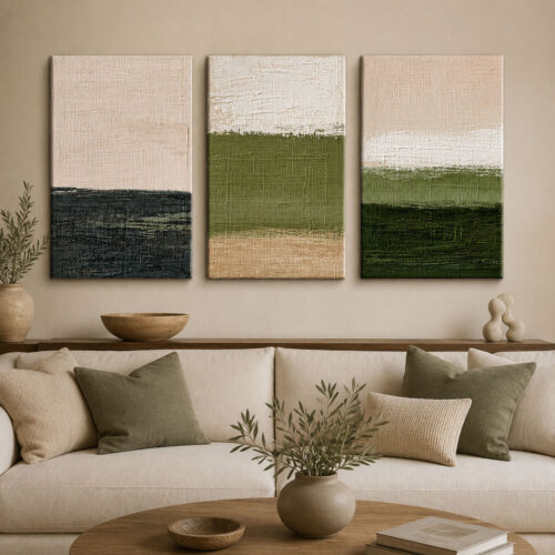 Nature Layers Kanvas Duvar Tablosu - 3'lü Canvas Tablo Seti - VOOV4349