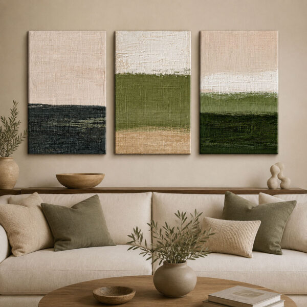 Nature Layers Kanvas Duvar Tablosu - 3'lü Canvas Tablo Seti - VOOV4349