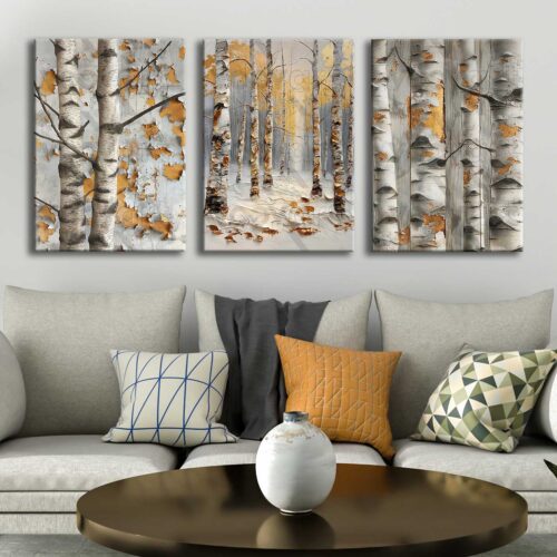 Orman Manzarası Kanvas Tablo - 3'lü Canvas Tablo Seti - VOOV4336