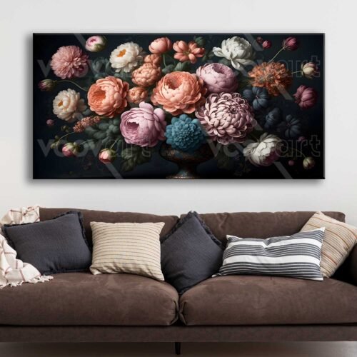 Vazoda Çiçekler Dekoratif Kanvas Tablo - VOOV2818