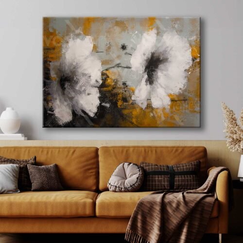 Soyut Çiçekler Dekoratif Kanvas Tablo - VOOV2827