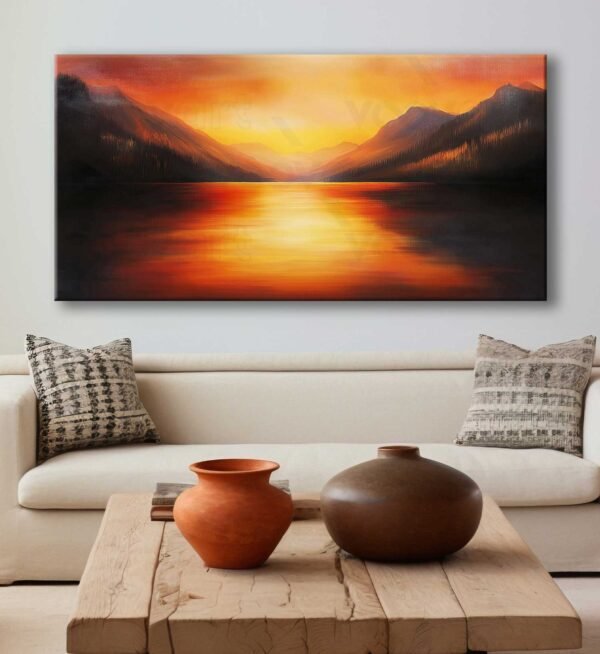 Soyut Göl Manzarası Dekoratif Kanvas Tablo - VOOV3005