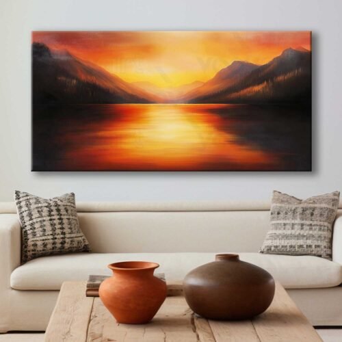 Soyut Göl Manzarası Dekoratif Kanvas Tablo - VOOV3005