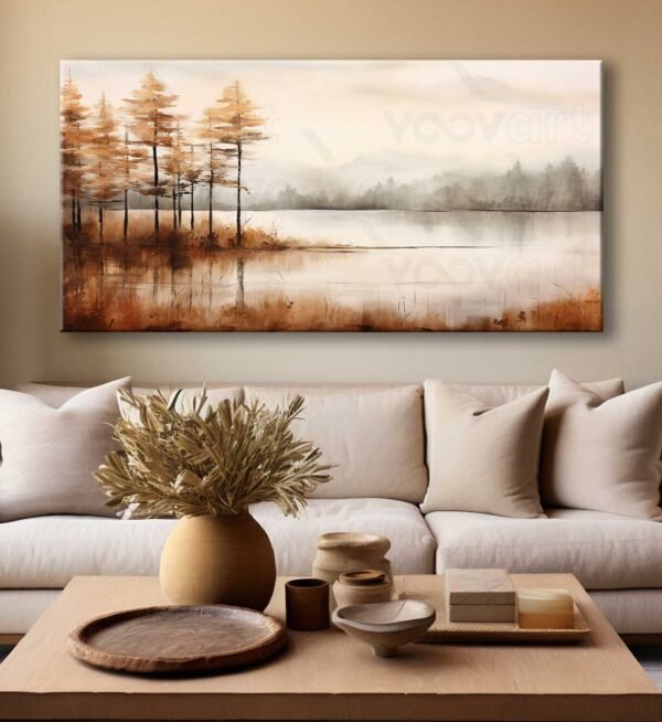 Orman Ve Göl Manzarası Dekoratif Kanvas Tablo - VOOV3012