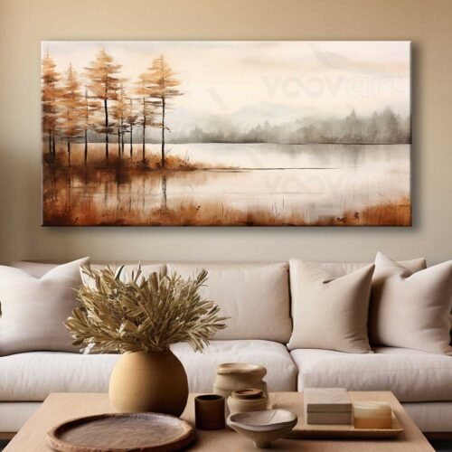 Orman Ve Göl Manzarası Dekoratif Kanvas Tablo - VOOV3012