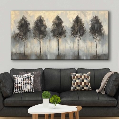 Soyut Ağaçlar Dekoratif Kanvas Tablo - VOOV3013