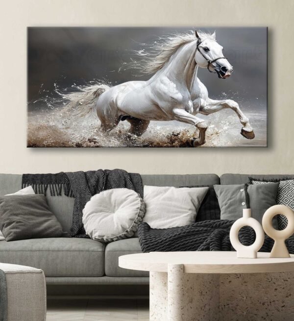 Beyaz Dekoratif At Kanvas Tablo - VOOV3014