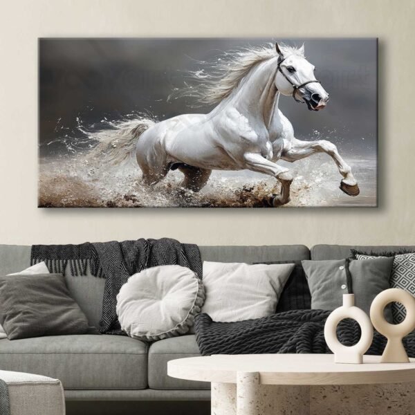 Beyaz Dekoratif At Kanvas Tablo - VOOV3014