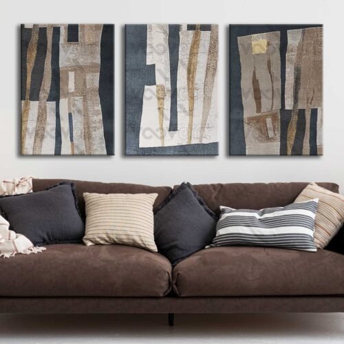 Modern Soyut Kanvas Tablo - 3'lü Canvas Tablo Seti - VOOV4324