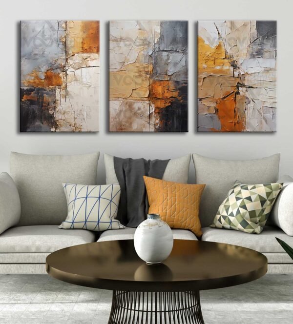 Modern Soyut Kanvas Tablo - 3'lü Canvas Tablo Seti - VOOV4329