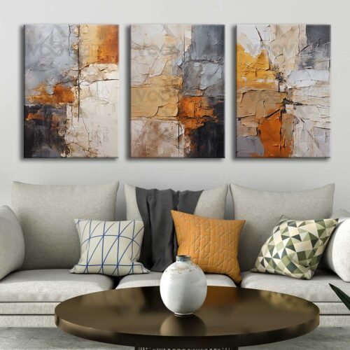 Modern Soyut Kanvas Tablo - 3'lü Canvas Tablo Seti - VOOV4329