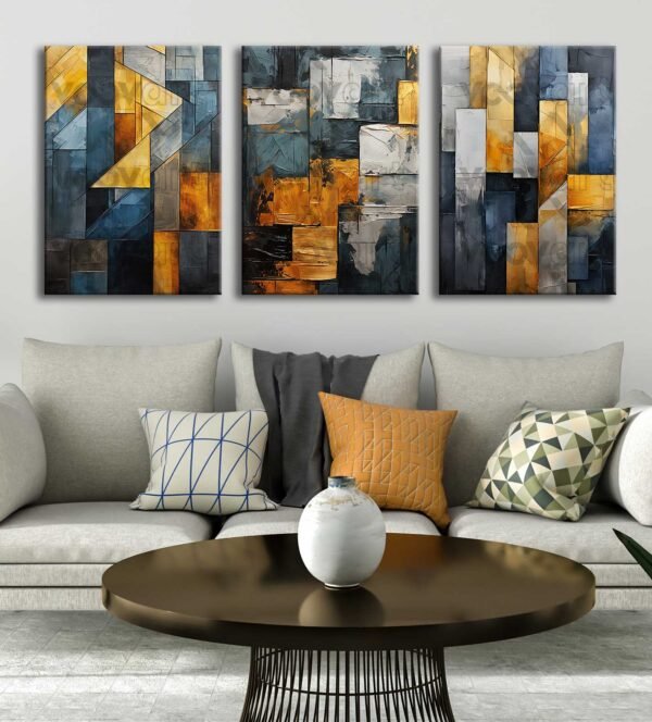 Modern Soyut Kanvas Tablo - 3'lü Canvas Tablo Seti - VOOV4332