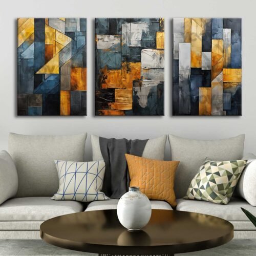 Modern Soyut Kanvas Tablo - 3'lü Canvas Tablo Seti - VOOV4332