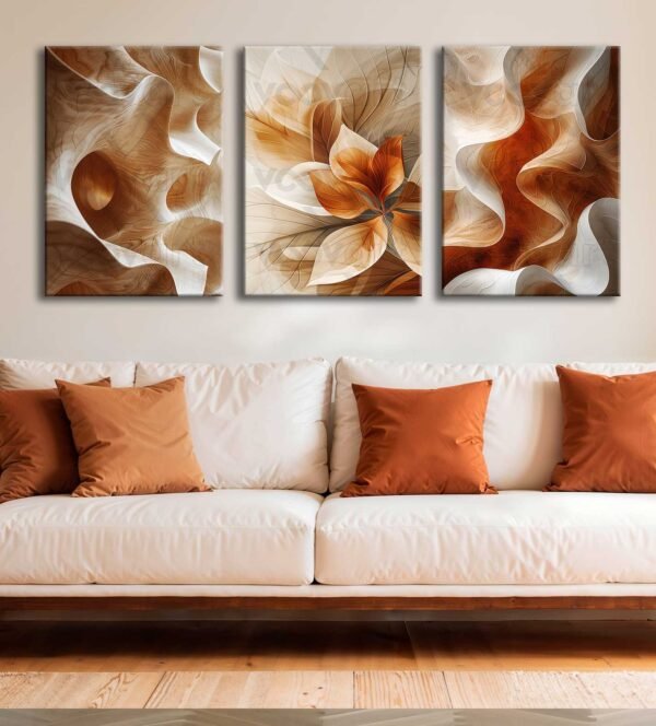 Modern Soyut Kanvas Tablo - 3'lü Canvas Tablo Seti - VOOV4333