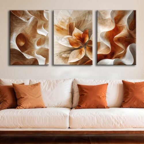 Modern Soyut Kanvas Tablo - 3'lü Canvas Tablo Seti - VOOV4333