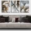 Soyut Muhteşem Çiçekler Kanvas Tablo - 3'lü Canvas Tablo Seti - VOOV4334