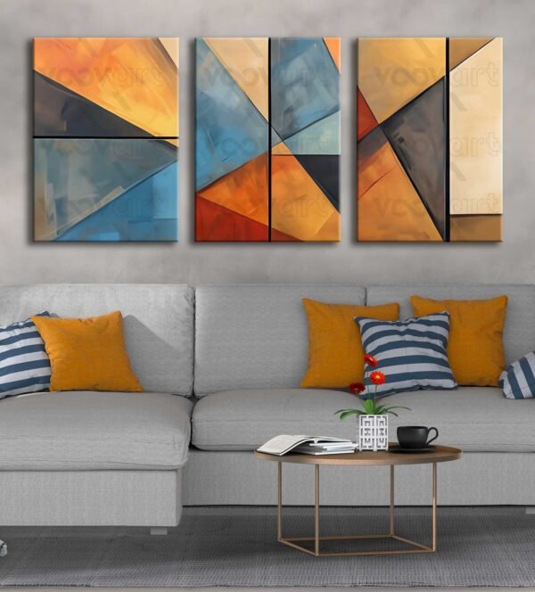 Soyut Kanvas Tablo - 3'lü Canvas Tablo Seti - VOOV4341