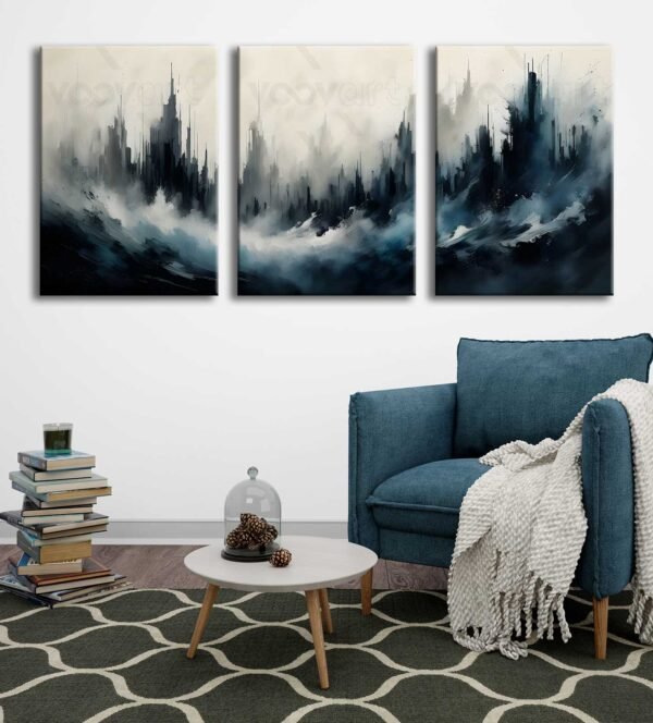 Soyut Kanvas Tablo - 3'lü Canvas Tablo Seti - VOOV4342