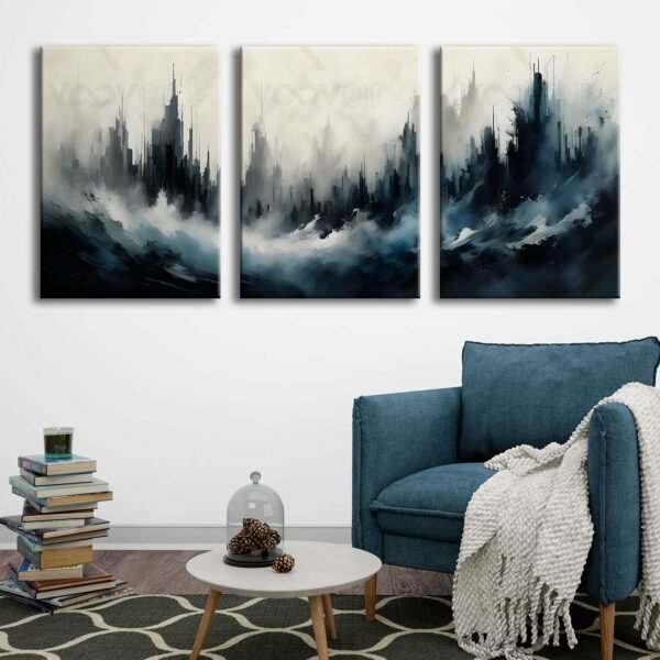 Soyut Kanvas Tablo - 3'lü Canvas Tablo Seti - VOOV4342