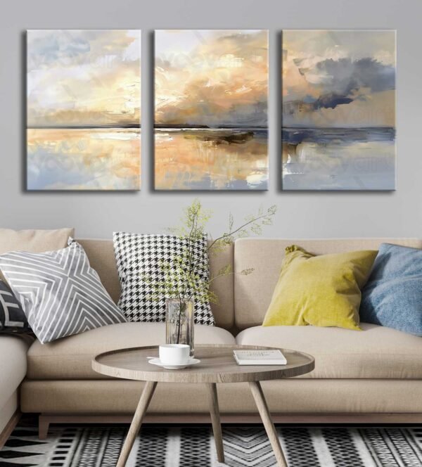 Soyut Manzara Kanvas Tablo - 3'lü Canvas Tablo Seti - VOOV4343