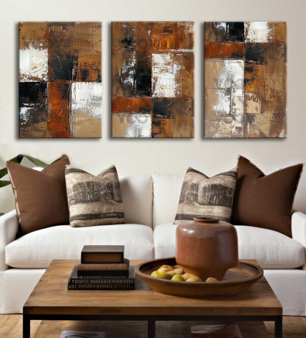 Soyut Kanvas Tablo - 3'lü Canvas Tablo Seti - VOOV4344