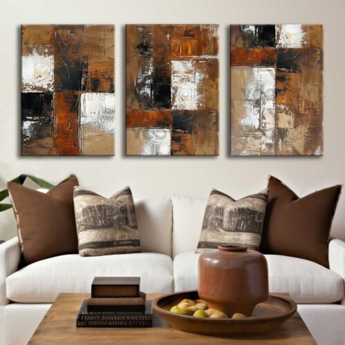 Soyut Kanvas Tablo - 3'lü Canvas Tablo Seti - VOOV4344