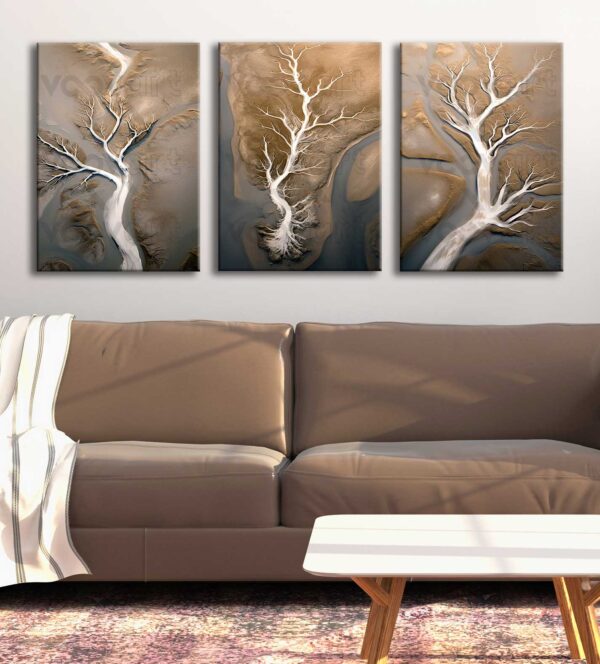Soyut Ağaçlar Kanvas Tablo - 3'lü Canvas Tablo Seti - VOOV4345