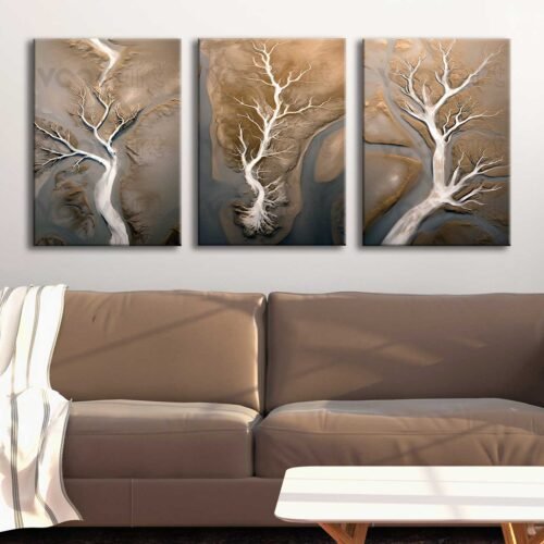 Soyut Ağaçlar Kanvas Tablo - 3'lü Canvas Tablo Seti - VOOV4345
