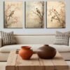 Dekoratif Kuşlar Kanvas Tablo - 3'lü Canvas Tablo Seti - VOOV4347