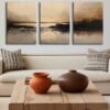 Soyut Deniz Manzarası Kanvas Tablo - 3'lü Canvas Tablo Seti - VOOV4348