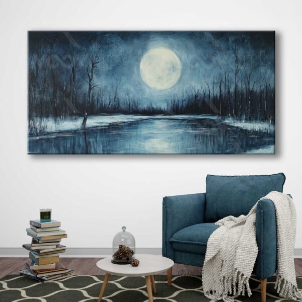 Ormanda Dolunay Manzarası Dekoratif Kanvas Tablo - VOOV3024