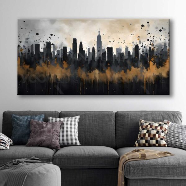 Soyut Şehir Manzarası Dekoratif Kanvas Tablo - VOOV3025