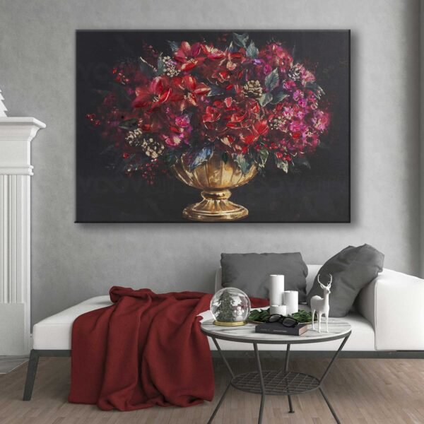 Vazoda Çiçekler Dekoratif Kanvas Tablo - VOOV3049