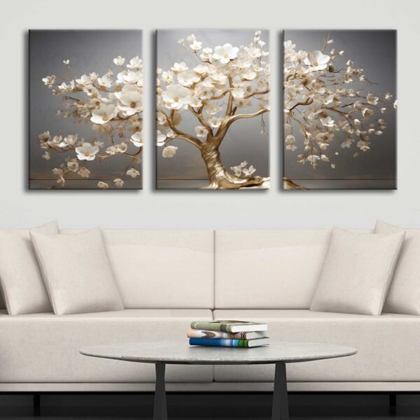 Hayat Ağacı Kanvas Duvar Tablosu 3'lü Canvas Tablo Seti - VOOV4350