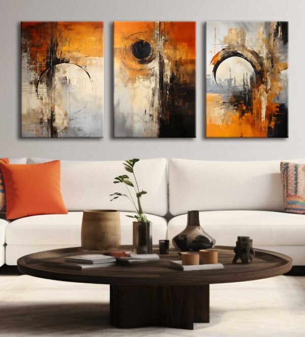 Soyut Modern Kanvas Tablo - 3'lü Canvas Tablo Seti - VOOV4351