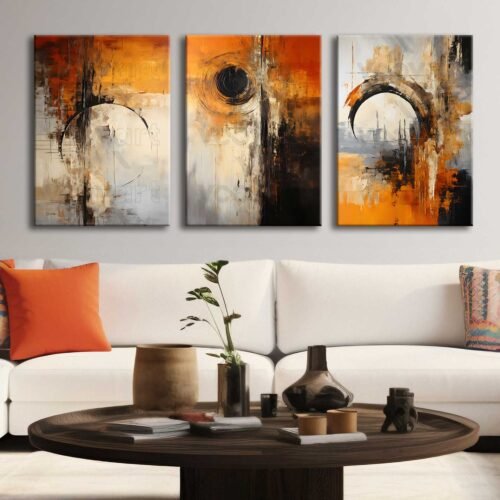 Soyut Modern Kanvas Tablo - 3'lü Canvas Tablo Seti - VOOV4351