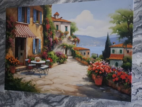 Sahil Kasabası Manzarası Dekoratif Kanvas Tablo - VOOV3073