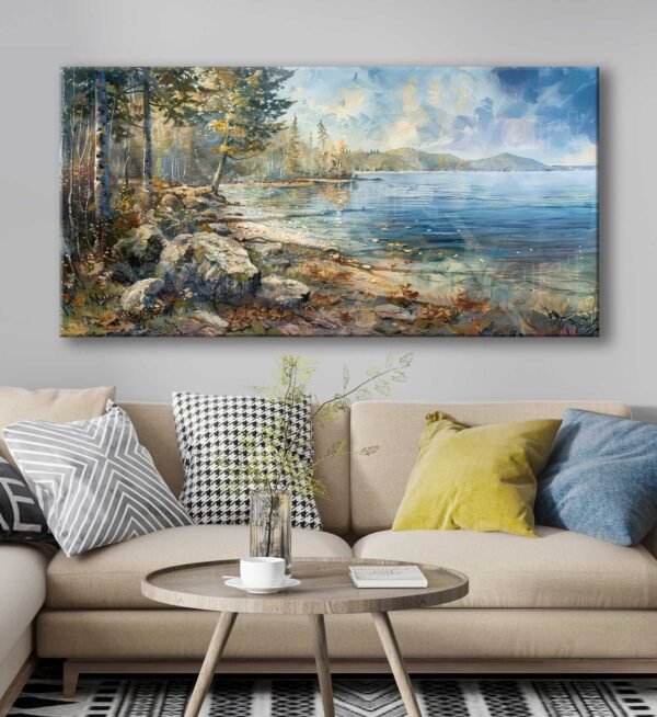 Orman ve Göl Manzarası Dekoratif Kanvas Tablo - VOOV3068