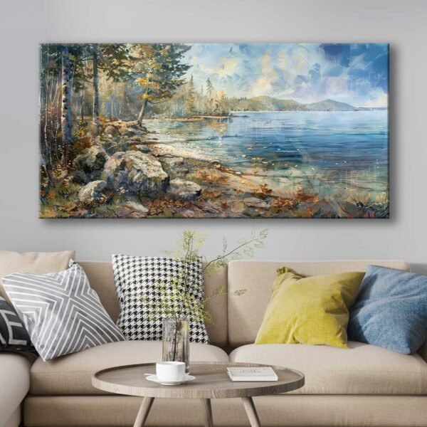 Orman ve Göl Manzarası Dekoratif Kanvas Tablo - VOOV3068