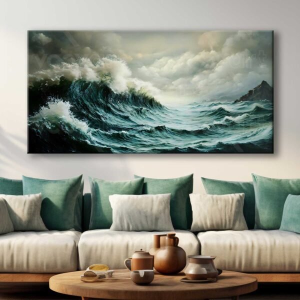 Hırçın Dalgalar Manzara Dekoratif Kanvas Tablo - VOOV3069