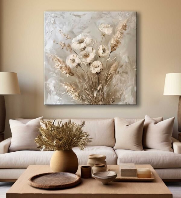 Soyut Modern Çiçekler Dekoratif Kanvas Tablo - VOOV3056