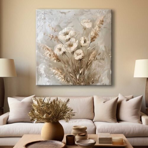 Soyut Modern Çiçekler Dekoratif Kanvas Tablo - VOOV3056