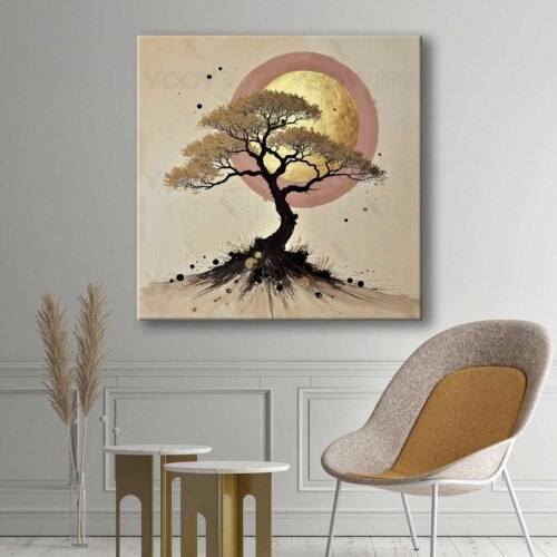 Modern Lüks Hayat Ağacı Dekoratif Kanvas Tablo - VOOV3059