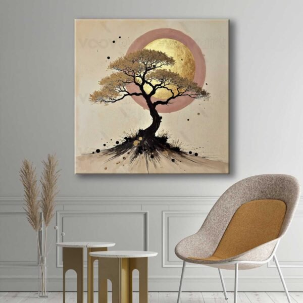 Modern Lüks Hayat Ağacı Dekoratif Kanvas Tablo - VOOV3059