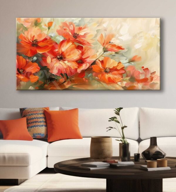 Abstract Orange Flowers Dekoratif Kanvas Tablo - VOOV3064