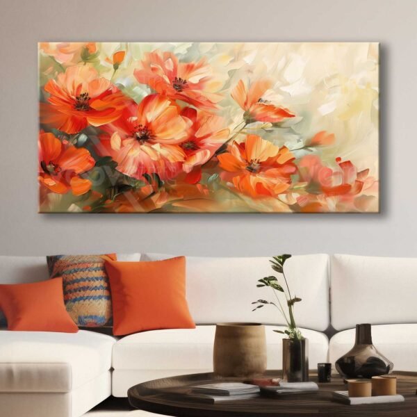 Abstract Orange Flowers Dekoratif Kanvas Tablo - VOOV3064
