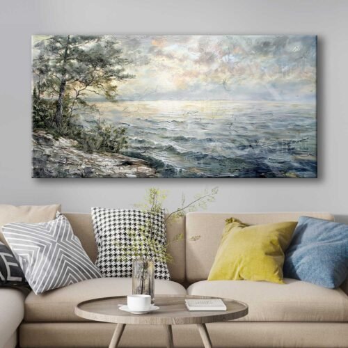 Ağaç ve Göl Manzarası Dekoratif Kanvas Tablo - VOOV3067