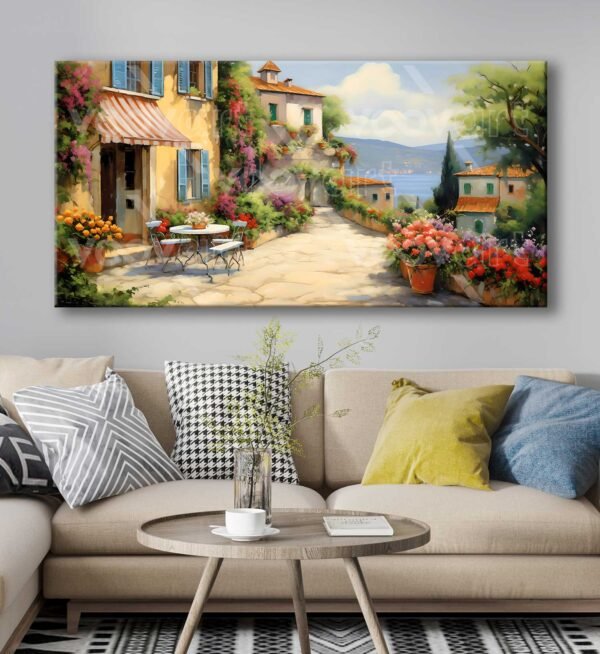 Sahil Kasabası Manzarası Dekoratif Kanvas Tablo - VOOV3073