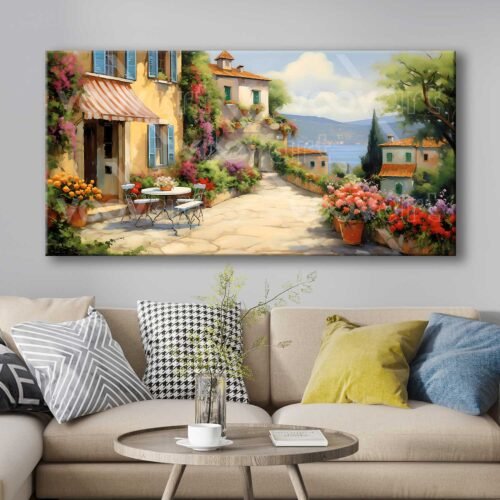 Sahil Kasabası Manzarası Dekoratif Kanvas Tablo - VOOV3073